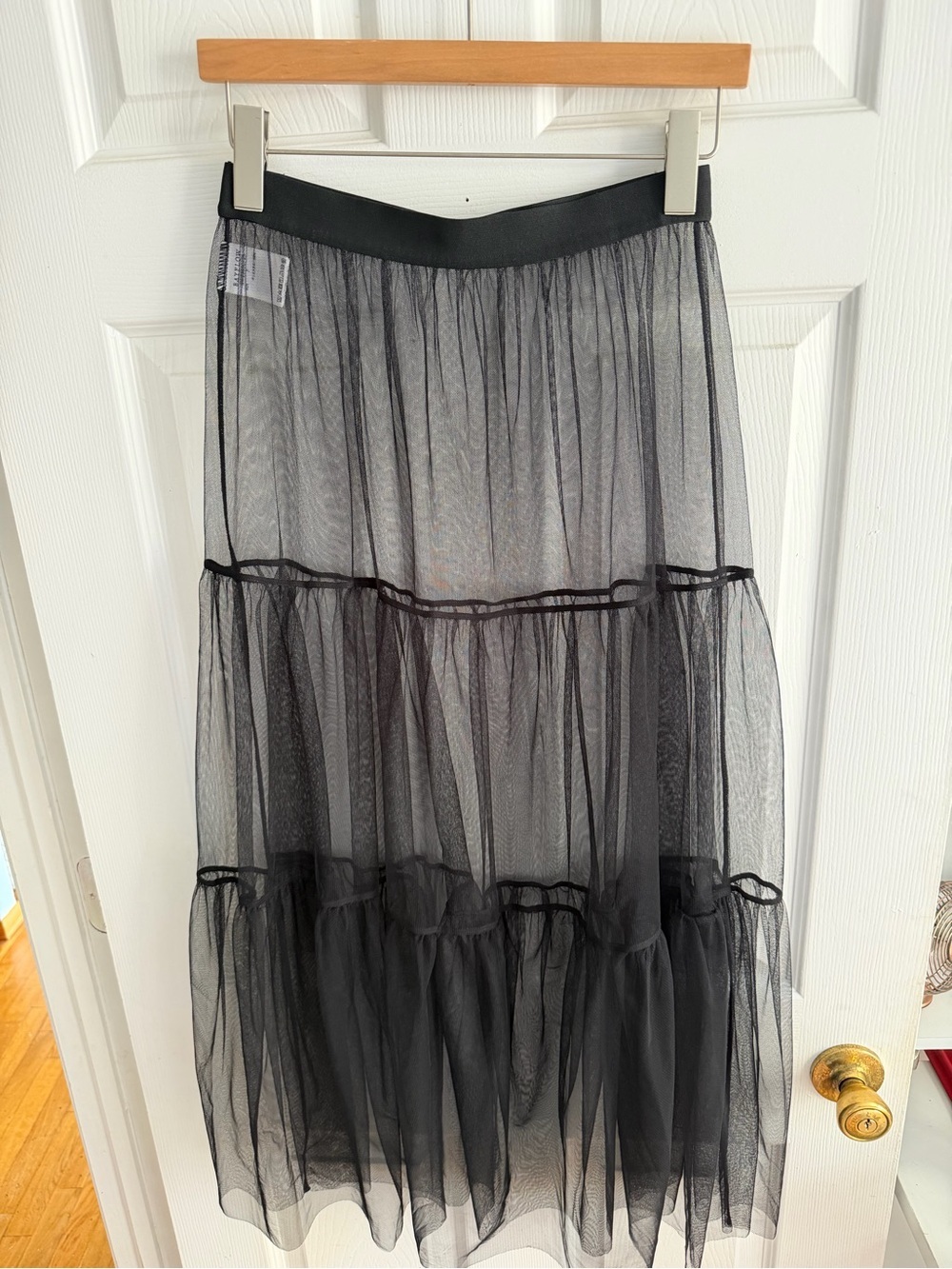 BAYFLOW Japan Sheer Black Tiered Tulle Maxi Skirt- Size F (free size)